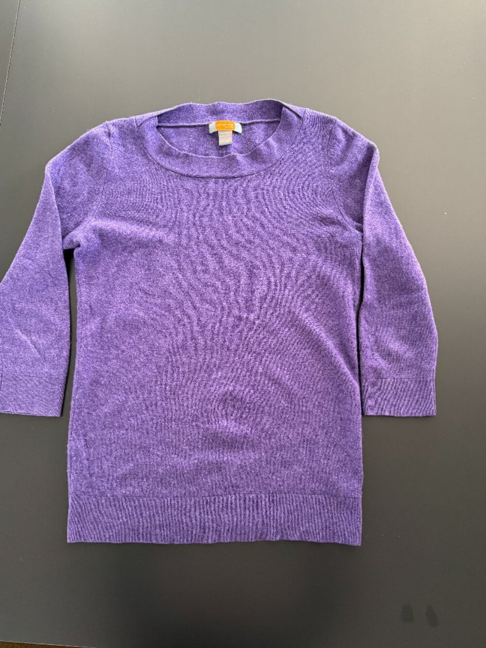 Forte Just Cashmere Sweater – 100% Cashmere – Women’s Medium – Purple 3/4 Sleeve